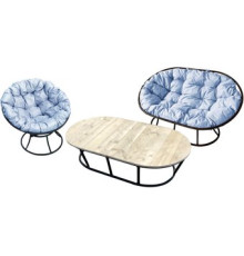 Набор садовой мебели M-Group Мамасан, Папасан и стол 12130409 черный/серая подушка