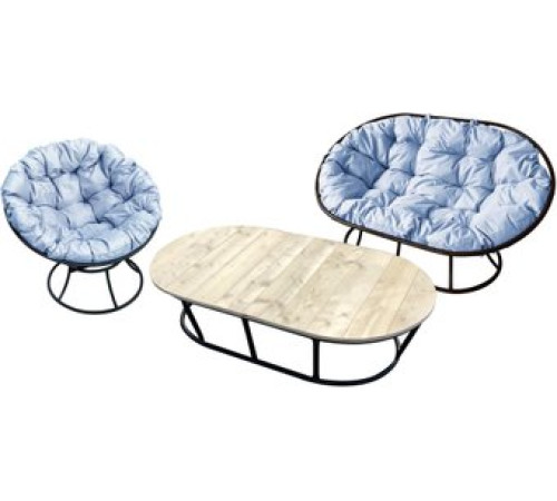 Набор садовой мебели M-Group Мамасан, Папасан и стол 12130409 черный/серая подушка