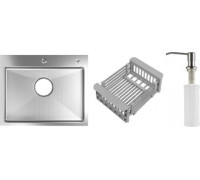 Кухонная мойка Schtoff Best Decor Silver 6050 + коландер KR-1 GREY + дозатор SD-1 SILVER