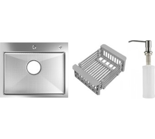 Кухонная мойка Schtoff Best Decor Silver 6050 + коландер KR-1 GREY + дозатор SD-1 SILVER