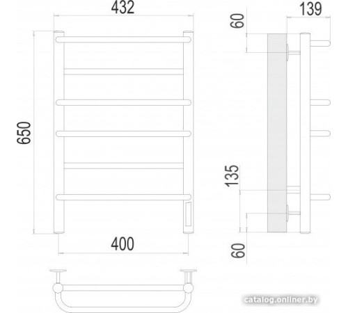 Полотенцесушитель TERMINUS Евромикс П6 400x650 нп электро хром