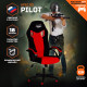 Игровое геймерское кресло TetChair Pilot флок/ткань черный/черный/красный