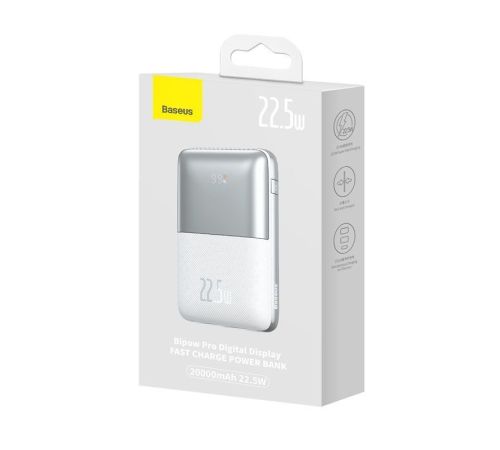 Внешний аккумулятор Baseus Bipow Pro Digital Display Fast Charge Power Bank 20000mAh белый