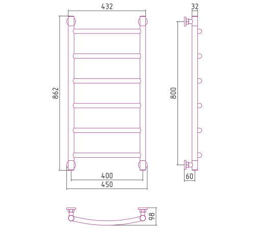 Полотенцесушитель Сунержа Галант+ 800х400 31-0200-8040