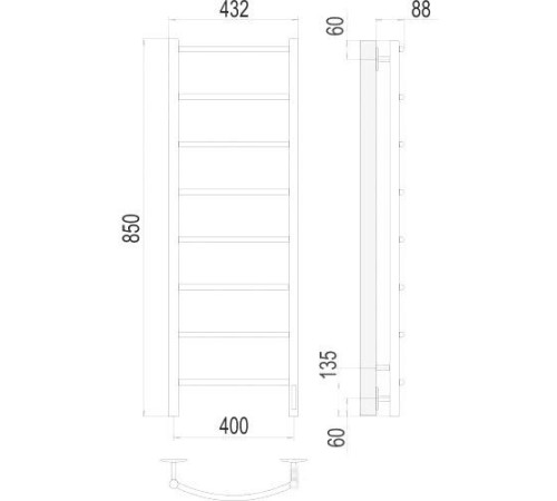 Полотенцесушитель TERMINUS Классик П8 400x850 нп электро хром
