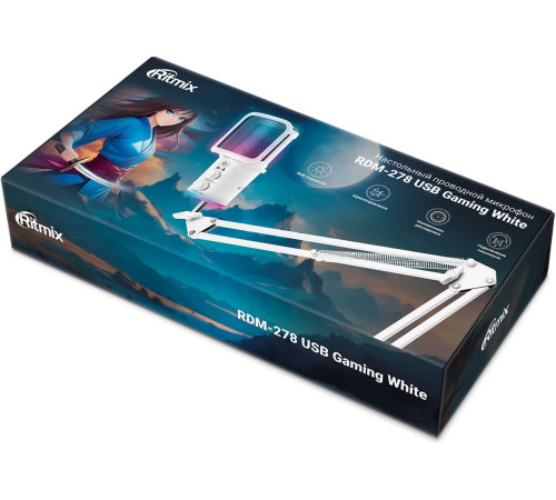 Проводной микрофон Ritmix RDM-278 USB Gaming белый