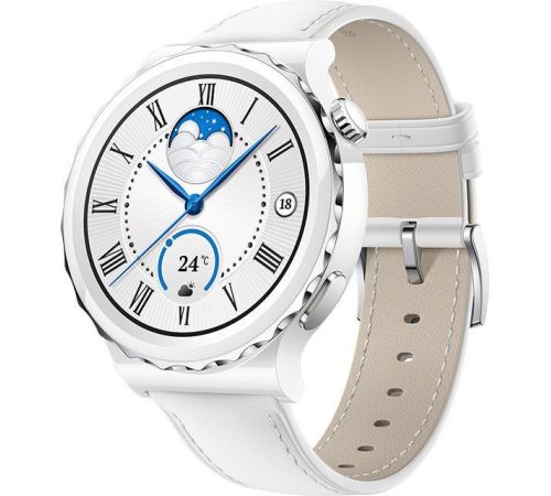 Умные часы Huawei Watch GT 3 Pro Ceramic 43 мм белый/кожа