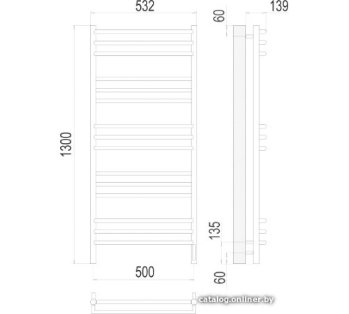 Полотенцесушитель TERMINUS Прато П15 500x1300 хром