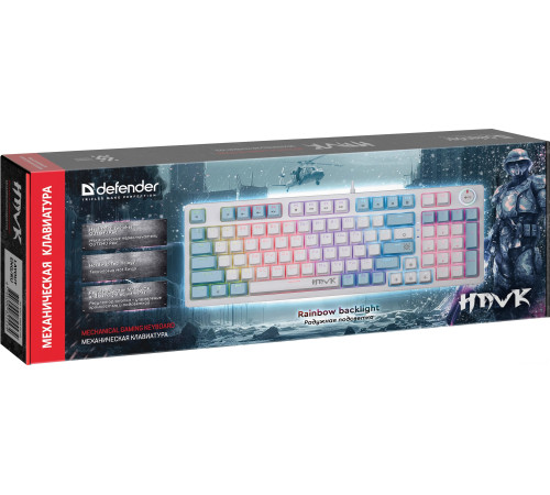 Клавиатура Defender Hawk GK-418 белый, Outemu Red