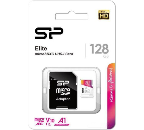 Карта памяти Silicon-Power Elite microSDXC SP128GBSTXBV1V20SP 128GB с адаптером