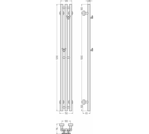 Полотенцесушитель Сунержа Терция Pro 1200x100 31-0444-1210