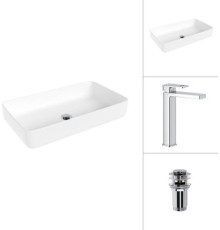Умывальник Lauter 21487-60 + Cascade 21СК0655C с донным клапаном 21190CH хром