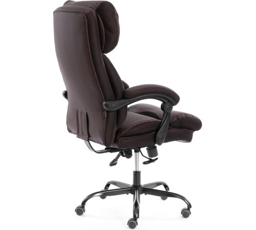 Офисное кресло TetChair Chief metalBL кожзам/ткань коричневый/коричневый стеганный