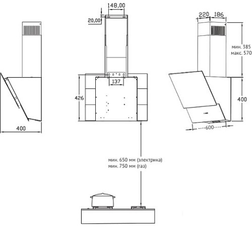 Кухонная вытяжка Korting KHC 65070 GW