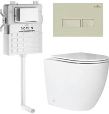 Унитаз приставной Roxen Antares в комплекте с инсталляцией Attach 5 в 1 967071 кнопка: пастель бежевый