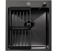 Кухонная мойка Aquaforta 450*500, коландер, дозатор BLACK DECOR