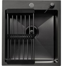 Кухонная мойка Aquaforta 450*500, коландер, дозатор BLACK DECOR