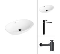 Умывальник Lauter 21709 + Reef 21CK8678BS с сифоном 21635B черный матовый