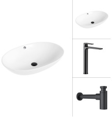 Умывальник Lauter 21709 + Reef 21CK8678BS с сифоном 21635B черный матовый