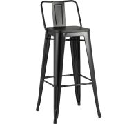 Стул Stool Group Tolix Wood со спинкой YD-H765E-W LG-01 черный глянцевый/темное дерево
