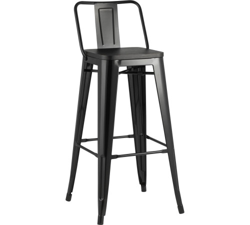 Стул Stool Group Tolix Wood со спинкой YD-H765E-W LG-01 черный глянцевый/темное дерево