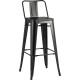 Стул Stool Group Tolix Wood со спинкой YD-H765E-W LG-01 черный глянцевый/темное дерево