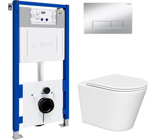 Унитаз подвесной Lauter Longer 2110822 с кнопкой 219703HD узкая, сатин