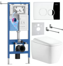 Унитаз подвесной Roxen Martin в комплекте с инсталляцией StounFix Dual Fresh 6 в 1 968509 кнопка: хром глянцевый