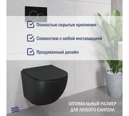 Унитаз подвесной Lauter Sulzdorf + Breez 21GN7072BM черный с микролифтом