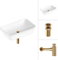 Умывальник Lauter 21370 + клапан 21190G + сифон 21635G золото