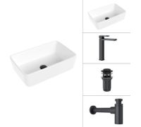 Умывальник Lauter 21674A + Cascade 21СК0655BS + сифон 21635B + дон.клапан 21190B черный матовый