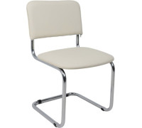 Офисный стул AksHome Славия кремовый кожзам/хром