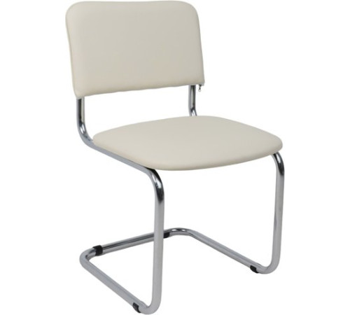 Офисный стул AksHome Славия кремовый кожзам/хром