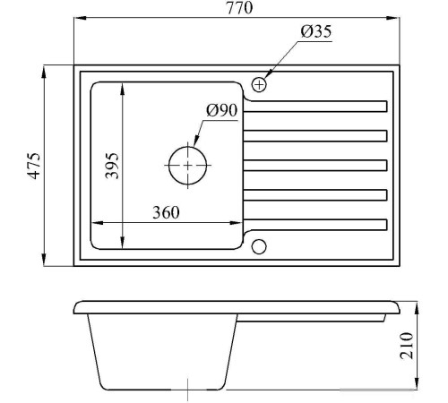Кухонная мойка БелЭворс Styl R бежевый, без сифона