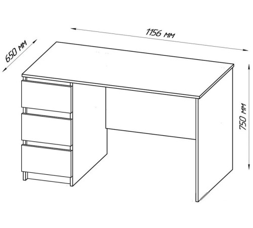 Стол Mio Tesoro Кастор 3 ящика 116x65 2.03.06.090.5 дуб венге