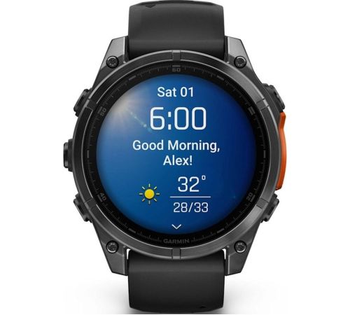 Умные часы Garmin Fenix 8 47мм серый, черный силиконовый ремешок