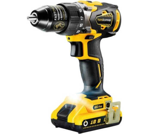 Дрель-шуруповерт Hanskonner HCD1865BL с 2-мя АКБ