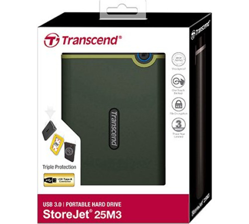 Внешний накопитель Transcend StoreJet 25M3 1TB зеленый