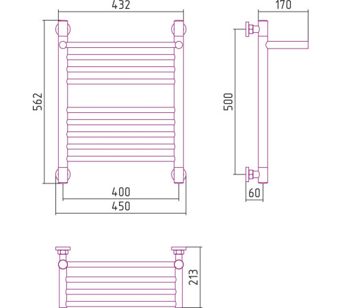 Полотенцесушитель Сунержа Богема с полкой+ 500x400 00-0223-5040