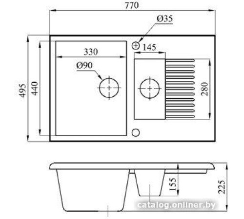 Кухонная мойка БелЭворс Forma L серый, без сифона