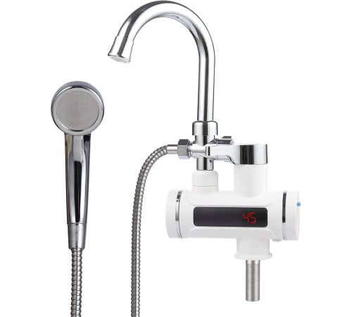 Проточный электрический водонагреватель кран+душ Unipump BEF-001-03 с дисплеем и душевой лейкой