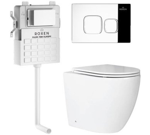 Унитаз подвесной Roxen Attach 966940 кнопка хром глянец