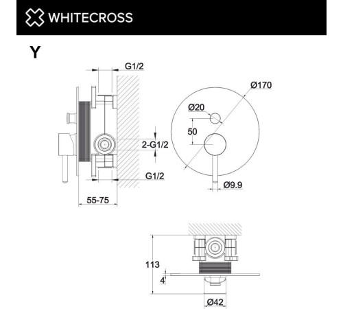 Смеситель Whitecross Y1235CPB брашированная медь