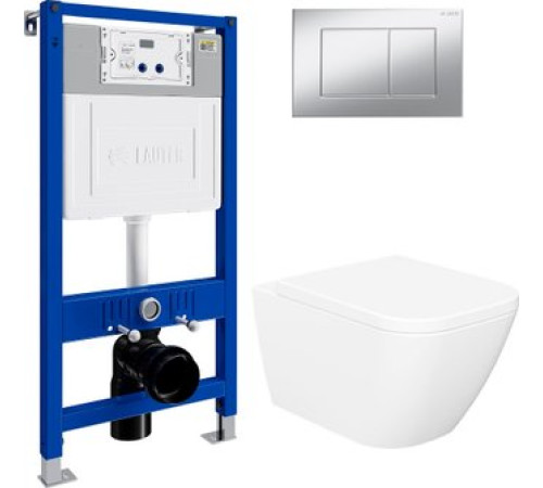 Унитаз подвесной Lauter Nuremberg 21811 + 21901001 белый, с кнопкой смыва 219703J сатин