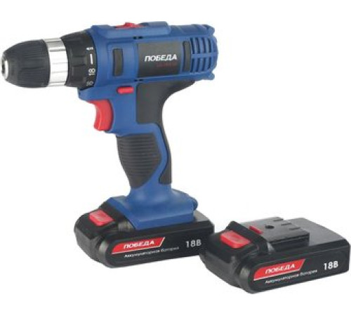 Дрель-шуруповерт Победа ДА-18/2 ЛИ 20068950 с 2-мя АКБ, кейс