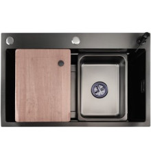 Кухонная мойка Stellar Decor S7045NB-A-D нано черный, c доской
