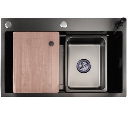 Кухонная мойка Stellar Decor S7045NB-A-D нано черный, c доской
