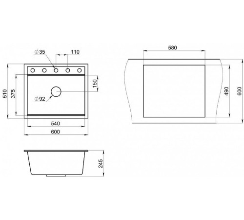 Кухонная мойка Granula KS-6003 алюминиум