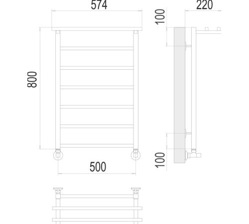Полотенцесушитель TERMINUS Контур П7 500x800 с полкой хром