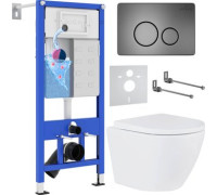 Унитаз подвесной Roxen Antares One Rimless 6 в 1 StounFix Dual Fresh 625385 оружейная сталь/металл